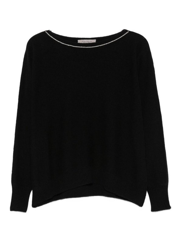 D.EXTERIOR: Strickpullover mit Rundhalsausschnitt - Rundhalspullover - Schwarz