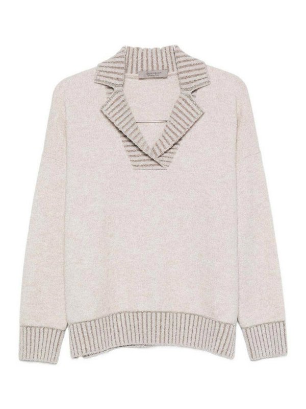 D.EXTERIOR: Strickpullover mit Rundhalsausschnitt - Rundhalspullover - Braun