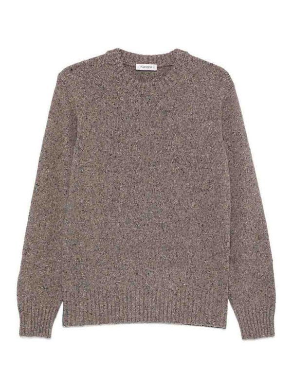 Kangra Cashmere: クルーネック - クルーネック - グレイッシュブラウン