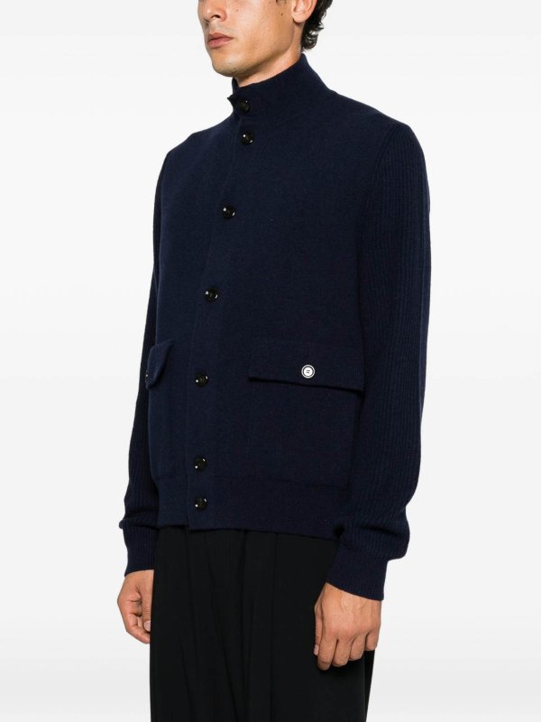 Blue Wool Bomber Jacket shop online: LARDINI