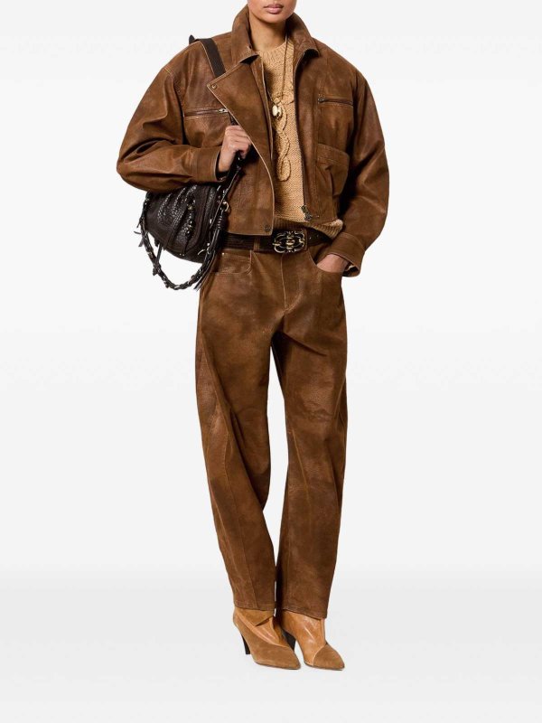 Isabel Marant Etoile: レザートラウザー online - レザーパンツ - ブラウン