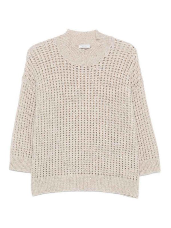 PESERICO: Strickpullover mit Rundhalsausschnitt - Rundhalspullover - Beige