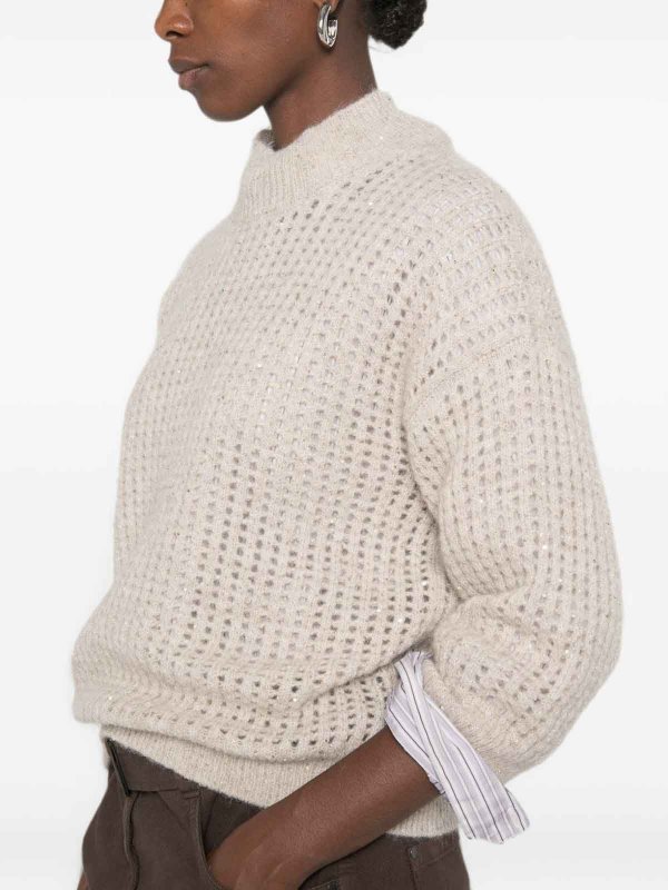 The Best Shops PESERICO: Strickpullover mit Rundhalsausschnitt - Rundhalspullover - Beige