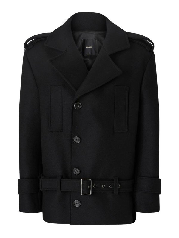Pinko: knee length coats - Tornado Black Coat