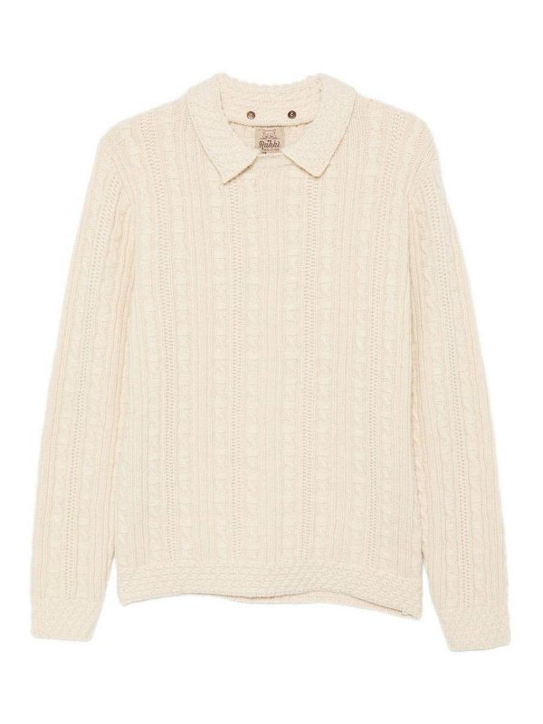 RAKK: Strickpullover mit Rundhalsausschnitt - Rundhalspullover - Creme