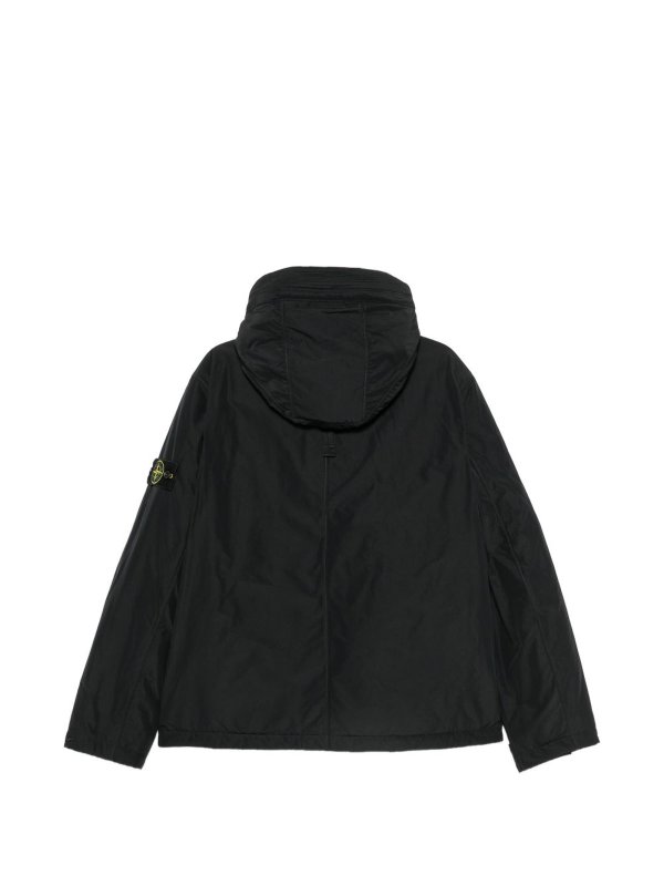 STONE ISLAND: casual jackets online - Black Technical Hooded Jacket With Logo Patch