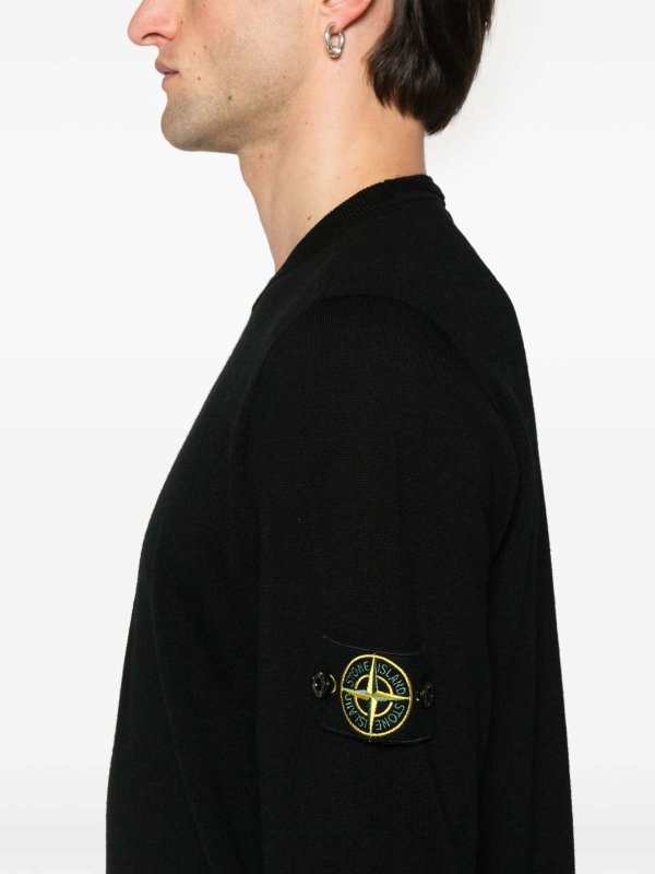 STONE ISLAND: Strickpullover mit Rundhalsausschnitt online - Rundhalspullover - Schwarz