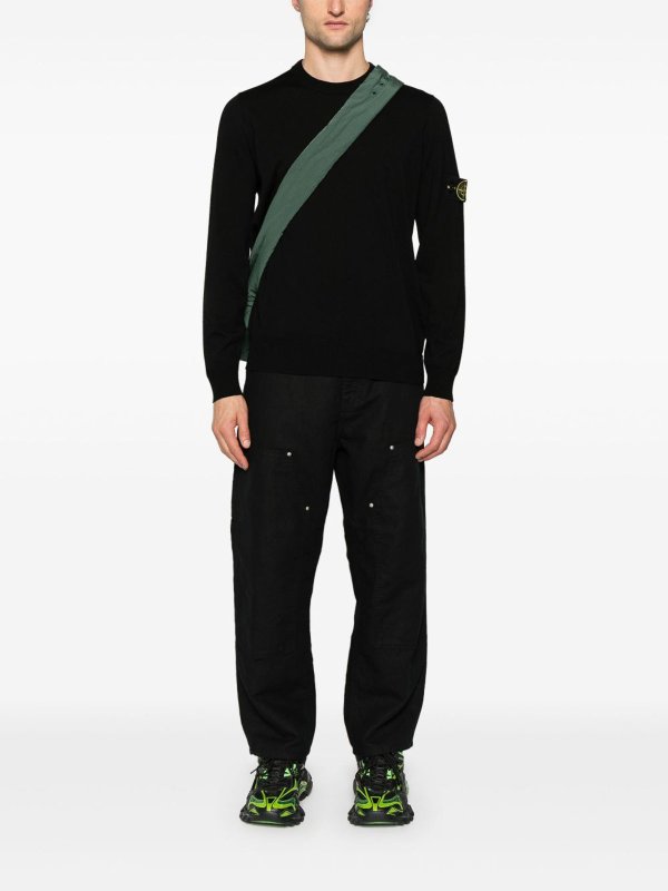 The Best Shops STONE ISLAND: Strickpullover mit Rundhalsausschnitt - Rundhalspullover - Schwarz