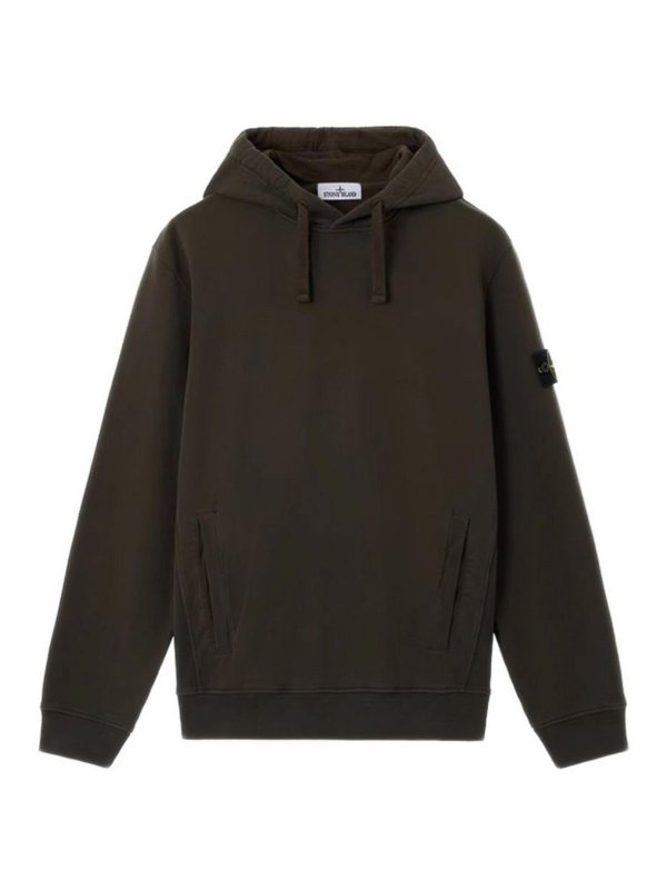 STONE ISLAND: Felpe e maglie - Felpa nera con cappuccio e patch logo