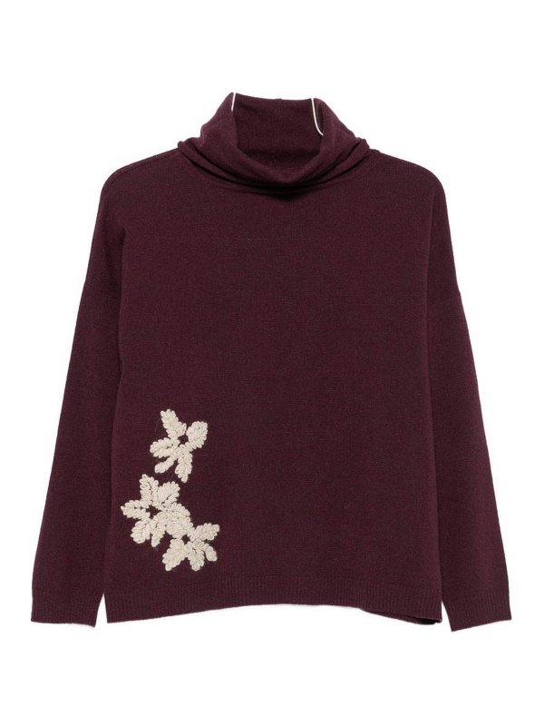 WHYCI: Strickpullover mit Rundhalsausschnitt - Rundhalspullover - Lila