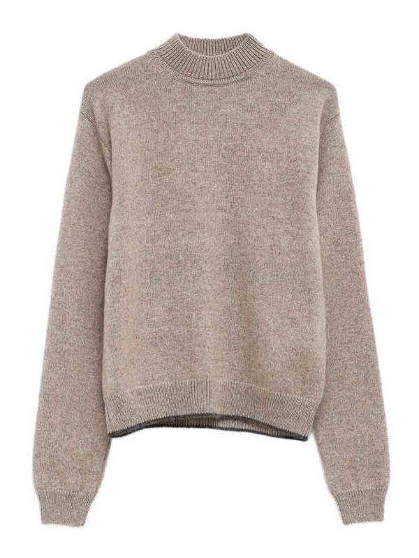 JACQUEMUS: Strickpullover mit Rundhalsausschnitt - Rundhalspullover - Beige