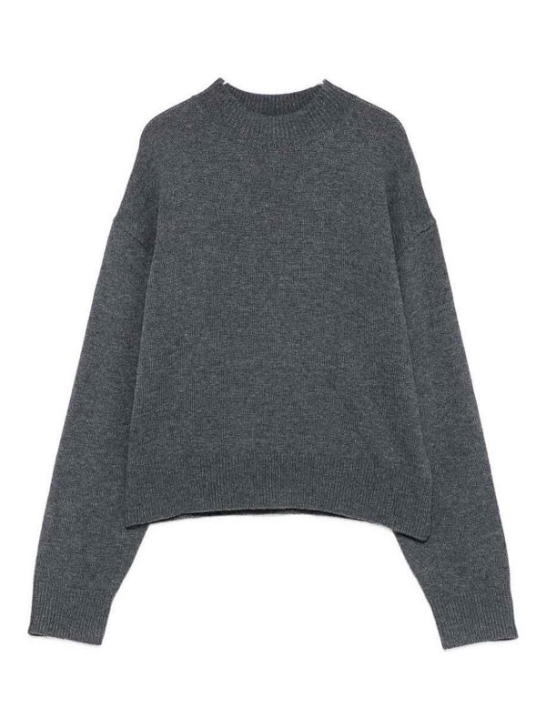 Pinko: Strickpullover mit Rundhalsausschnitt - Rundhalspullover - Grau