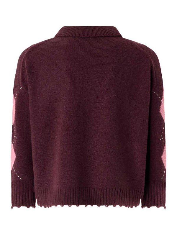 Pinko: Strickpullover mit Rundhalsausschnitt online - Rundhalspullover - Bordeaux