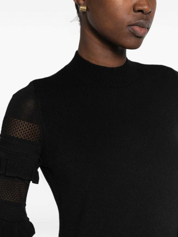 The Best Shops TWINSET: Strickpullover mit Rundhalsausschnitt - Rundhalspullover - Schwarz