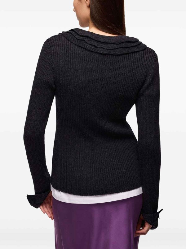 The Best Shops GANNI: Strickpullover mit Rundhalsausschnitt - Rundhalspullover - Schwarz
