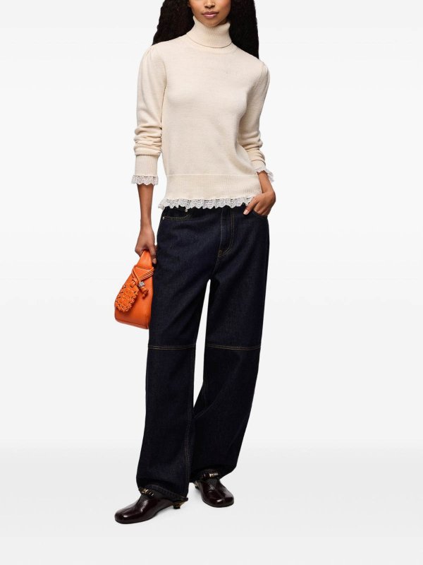 クルーネック - クリーム shop online: GANNI