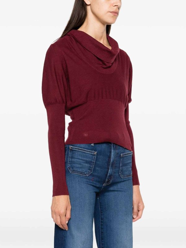 TWINSET: Strickpullover mit Rundhalsausschnitt online - Rundhalspullover - Bordeaux
