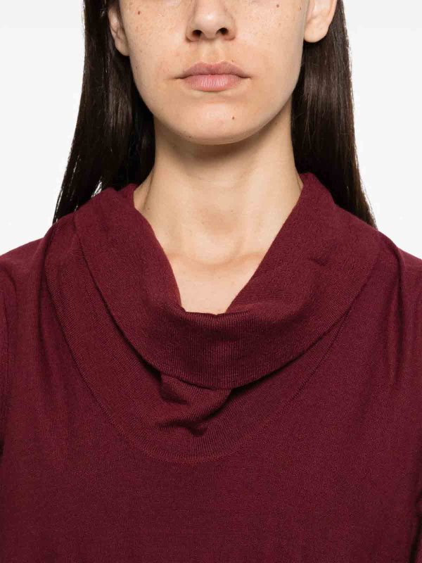 The Best Shops TWINSET: Strickpullover mit Rundhalsausschnitt - Rundhalspullover - Bordeaux
