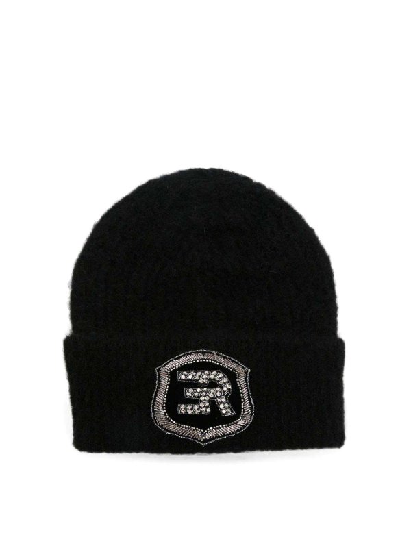 ERMANNO SCERVINO: ニットキャップ - ビーニー帽 - 黒