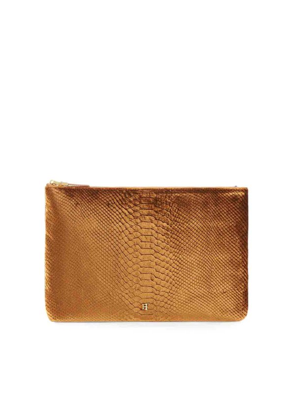 ELISABETTA FRANCHI: クラッチバッグ - クラッチバッグ - ブラウン