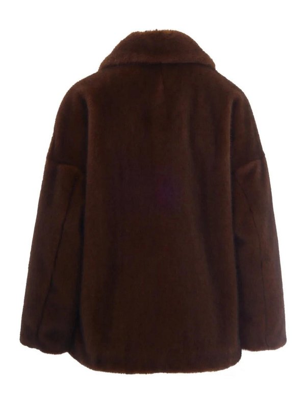 The Best Shops HERNO: knee length coats - Dark Brown Fur Jacket Coat