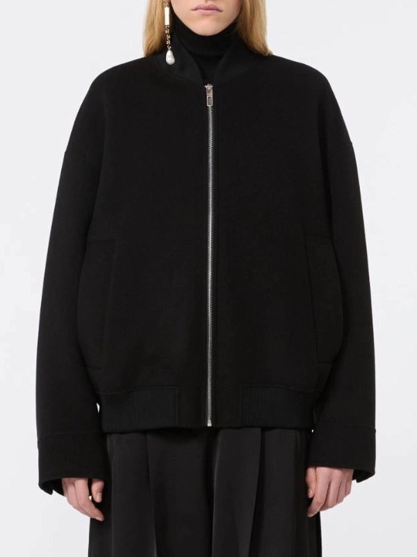 SPORTMAX: knee length coats online - Black Wave Jacket