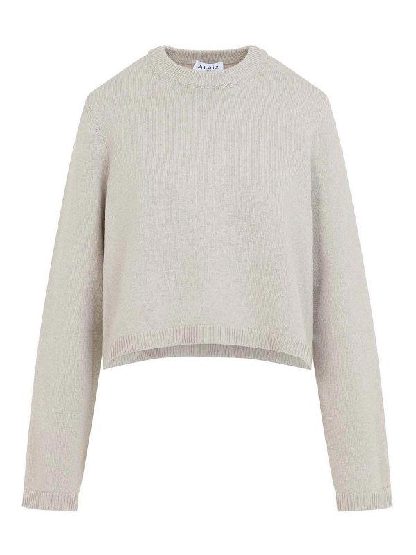 Alaïa: Pull col rond - Pull Col Rond - Beige