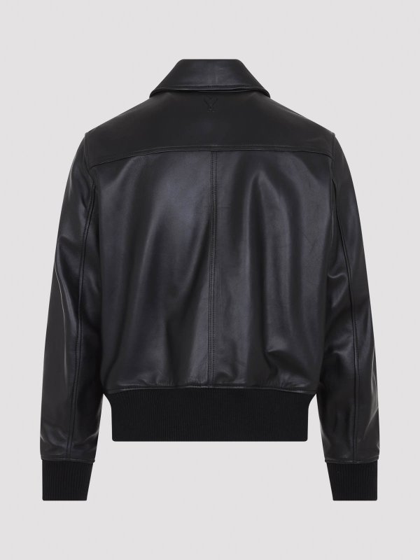 AMI PARIS: leather jacket online - Zipped Leather Jacket