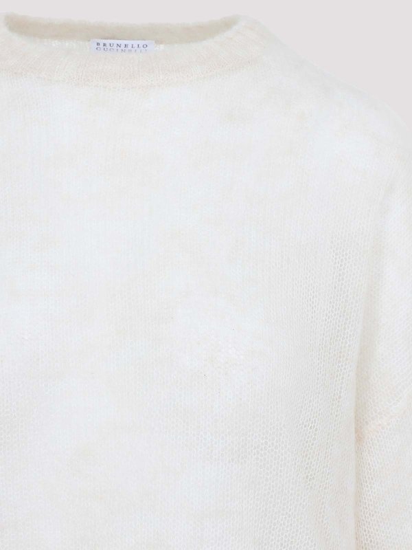 The Best Shops BRUNELLO CUCINELLI: Strickpullover mit Rundhalsausschnitt - Rundhalspullover - Creme