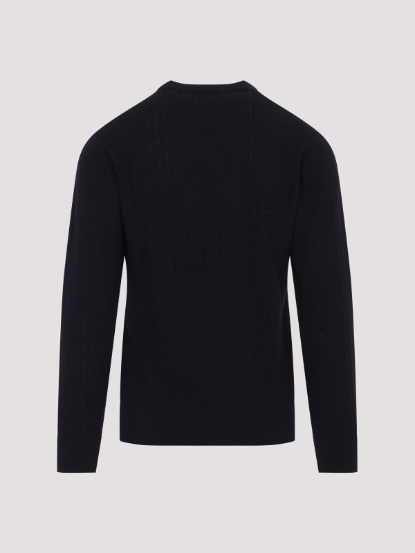 GIORGIO ARMANI: Strickpullover mit Rundhalsausschnitt online - Rundhalspullover - Blau