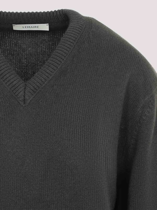 The Best Shops LEMAIRE: Strickpullover mit V-Ausschnitt - V-Pullover - Taupe