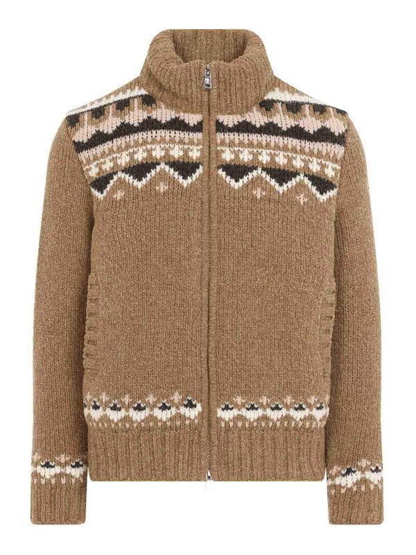 MONCLER: Cardigans - Cardigan - Marron Clair
