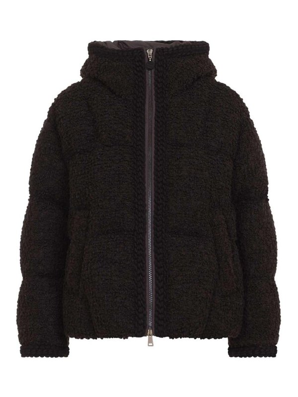 MONCLER: Kurze Daunenjacken - Daunenjacke - Braun