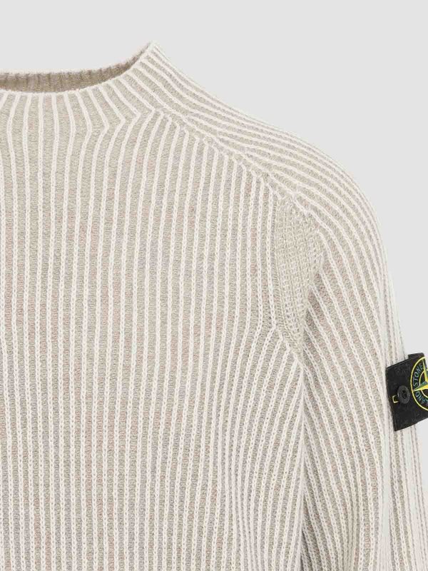 The Best Shops STONE ISLAND: Strickpullover mit Rundhalsausschnitt - Rundhalspullover - Weiß