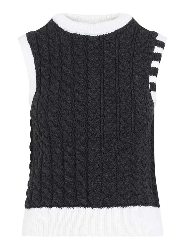 THOM BROWNE: Tops & Tank tops - Aran Cable Shell Top