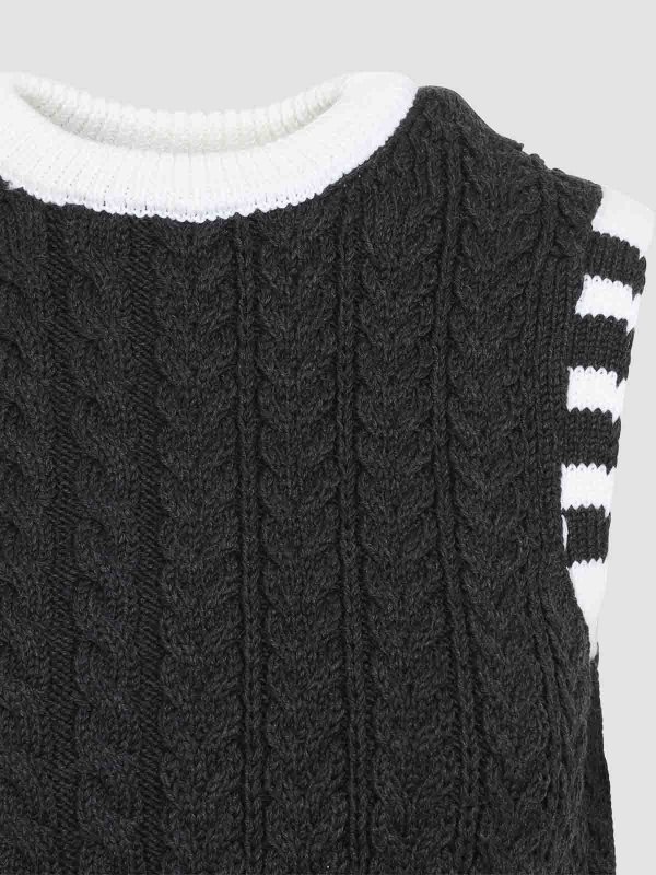 The Best Shops THOM BROWNE: Tops & Tank tops - Aran Cable Shell Top