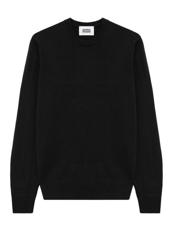 ALPHA STUDIO: Strickpullover mit Rundhalsausschnitt - Rundhalspullover - Schwarz