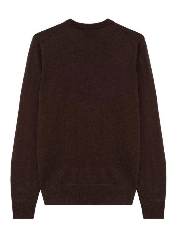 The Best Shops ALPHA STUDIO: crew necks - Brown Wool Crew-Neck Sweater