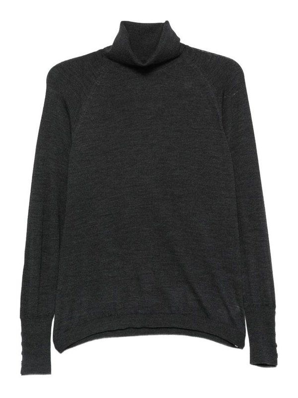 ALPHA STUDIO: crew necks - Grey Wool Turtleneck Sweater