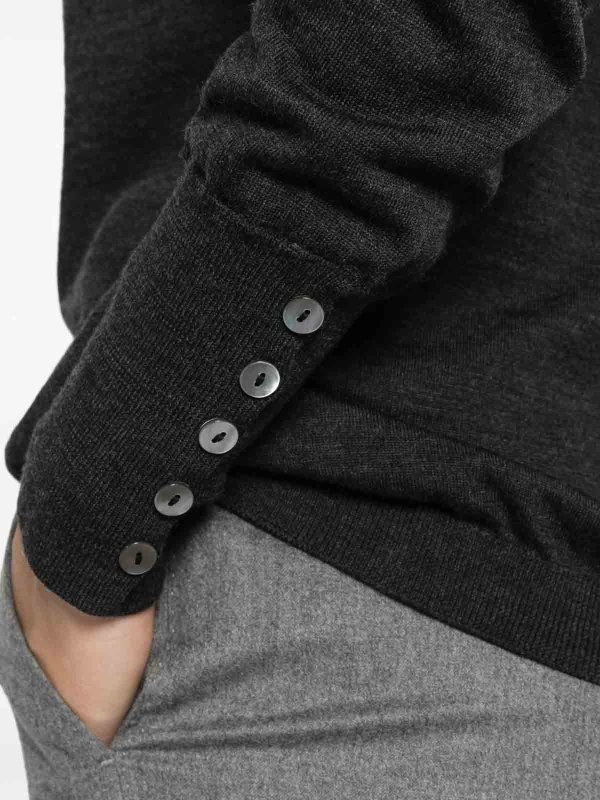ALPHA STUDIO: crew necks online - Grey Wool Turtleneck Sweater