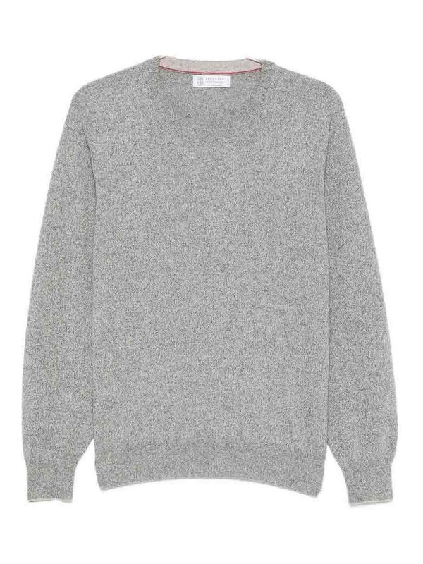 BRUNELLO CUCINELLI: Strickpullover mit Rundhalsausschnitt - Rundhalspullover - Grau