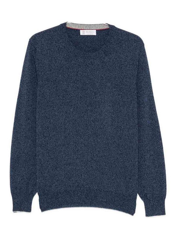 BRUNELLO CUCINELLI: Strickpullover mit Rundhalsausschnitt - Rundhalspullover - Blau
