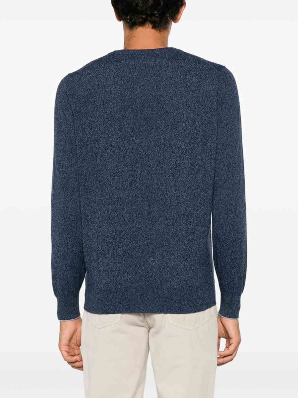 Rundhalspullover - Blau shop online: BRUNELLO CUCINELLI