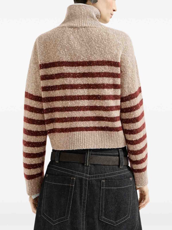 BRUNELLO CUCINELLI: Strickpullover mit Rundhalsausschnitt online - Rundhalspullover - Braun
