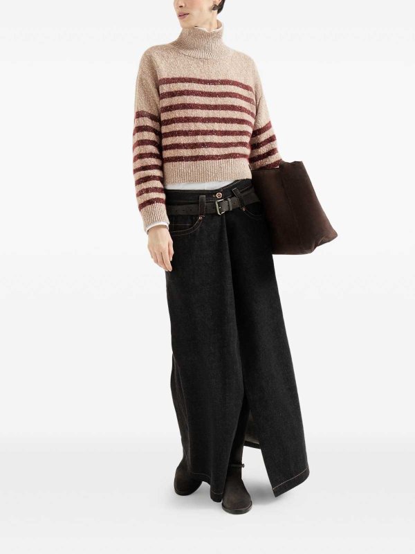 The Best Shops BRUNELLO CUCINELLI: Strickpullover mit Rundhalsausschnitt - Rundhalspullover - Braun