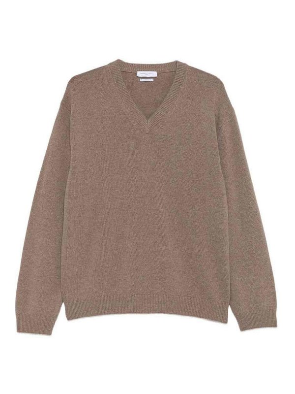 DANIELE FIESOLI: Strickpullover mit Rundhalsausschnitt - Rundhalspullover - Hellbeige