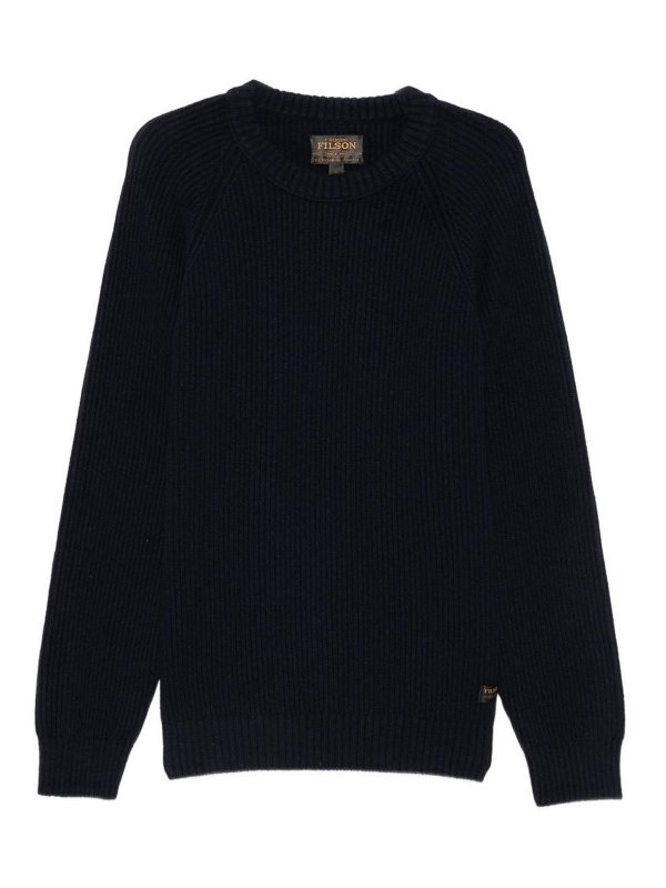 FILSON: Strickpullover mit Rundhalsausschnitt - Rundhalspullover - Dunkelblau