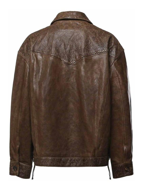 The Best Shops GOLDEN GOOSE: Lederjacken - Lederjacke - Grün