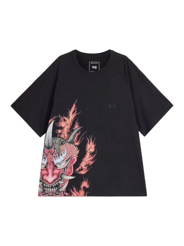 Y-3: T-shirts - T-Shirt - Schwarz