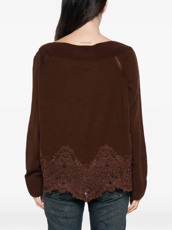 ERMANNO SCERVINO: Strickpullover mit Rundhalsausschnitt online - Rundhalspullover - Braun